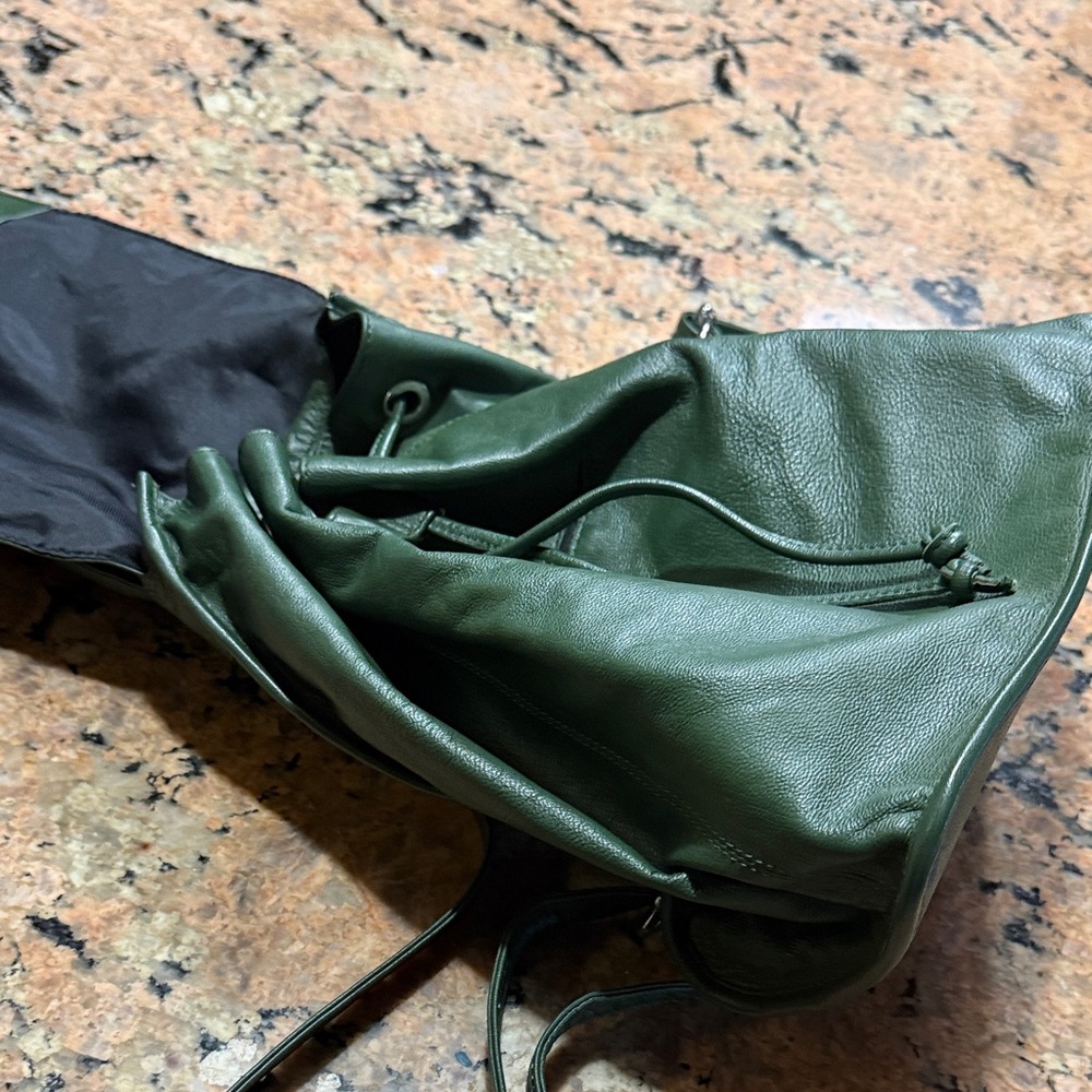 Topshop Forest Green Leather Backpack - Picture 4 of 7